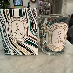 Diptyque Sapin empty glass and box